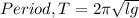 Period, T = 2 \pi \sqrt {lg}