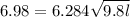 6.98 = 6.284 \sqrt {9.8l}