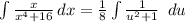 \int\limits {\frac{x}{x^4 + 16}} \, dx = \frac{1}{8}\int\limits {\frac{1}{u^2 + 1}} \,\ du