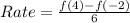 Rate = \frac{f(4) - f(-2)}{6}