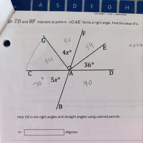 Cd and bf intersect at point a. gae forms a right angle. find the value of x