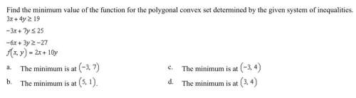Find the maximum value of the function for the polygonal convex set determined by the given system o