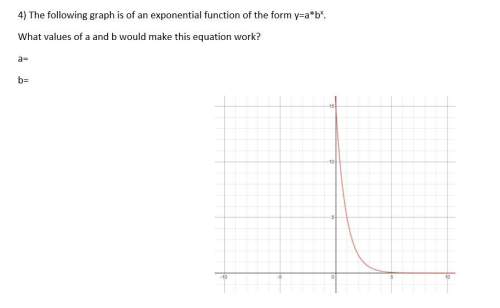 The following graph is of an exponential function of the form y=a*bx. what values of a and b w