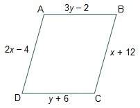 Figure abcd is a parallelogram. what are the lengths of line segments ab and bc? &lt;