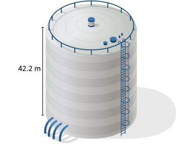 The springfield water tower, shown below, has a diameter of 24 meters. the tank is about
