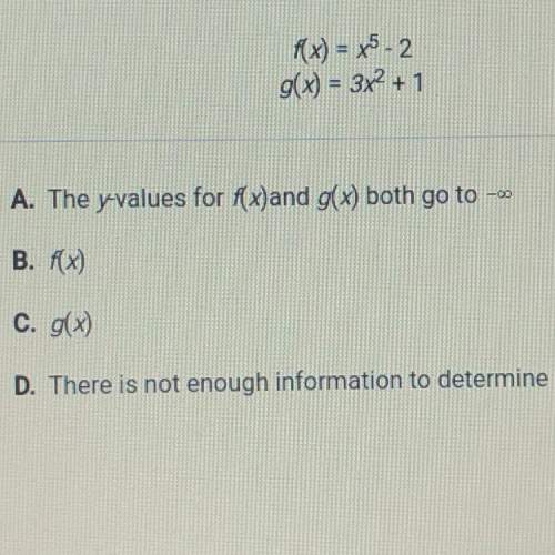 Which of the two functions below has the smallest minimum y-value?  f(x)=x^5-2 g(x