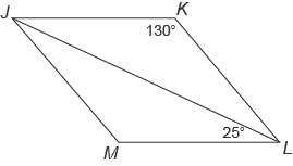 Klm is a parallelogram.  what is the measure of ∠klj?  enter your answer i