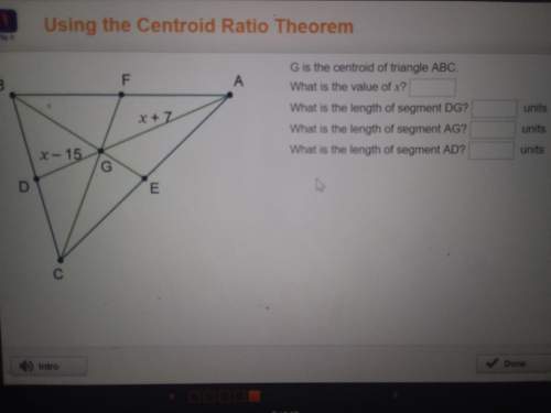Gis the centroid of triangle abc. what is the value of x?  what is the length of the seg