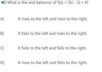 Ineed on this  what is the end behavior of f(x) = |3x - 2| + 4?