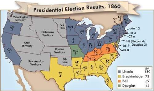 Based on the information in the map, the presidential election of 1860 reflected which of the follow