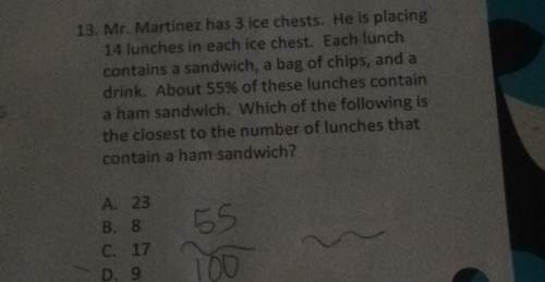 13. mr. martinez has 3 ice chests. he is placing 14 lunches in each ice chest. each lunch