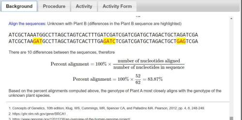 Below, align the newly determined dna sequence with the sequences of the three known plant species (