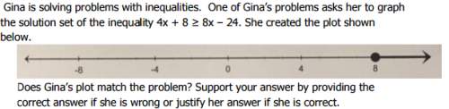 Gina is solving problems with inequalities. one of gina’s problems asks her to graph the solut