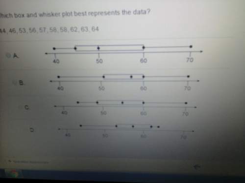 Which box and whisker plot best represents the data ? 44, 46, 53, 56, 57, 58, 58, 62, 6