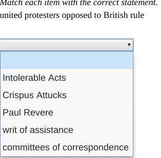 Match each item with the correct statement. united protesters opposed to british rule