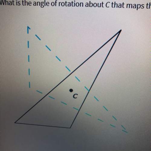 What is the angle of rotation about c that maps the solid figure to the dashed figure?