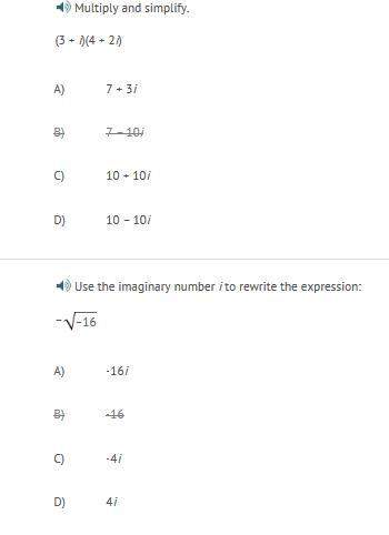 Multiply and simplify. (3 + i)(4 + 2i) use the imaginary number i to r
