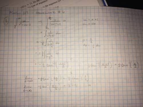 Determine whether the integral converges.  i have some work, but i'm not sure it's corre