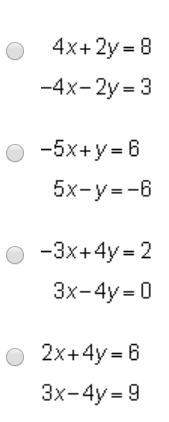Which system of equations has only one solution?