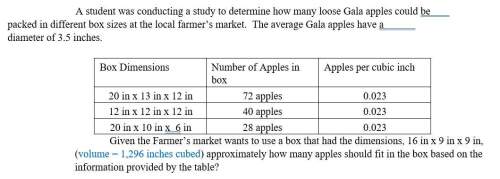 Astudent was conducting a study to determine how many loose gala apples could be packed in different