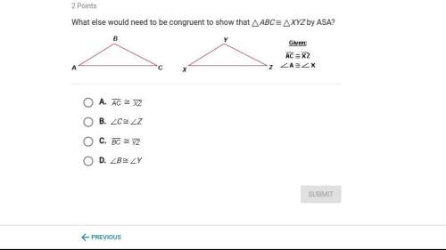 what else would need to be congruent to show that abc xyz asa