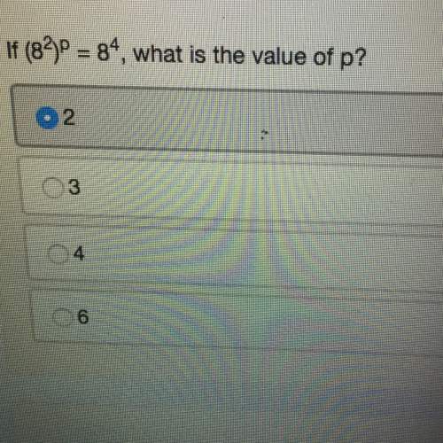 If (8^2)p = 8^4, what is the value of p?