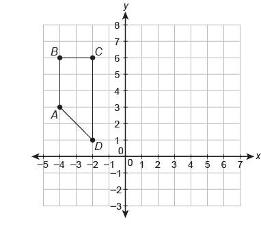 Quadrilateral abcd is reflected across the y-axis and translated 1 unit down to create quadrilateral