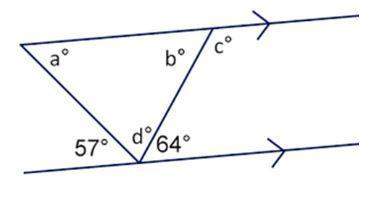 Using the diagram on the right, what would the measure of angle c be if angle a=55. c=59