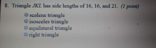 Triangle jkl has side lengths of 16, 16, and 21. asap. you so much!
