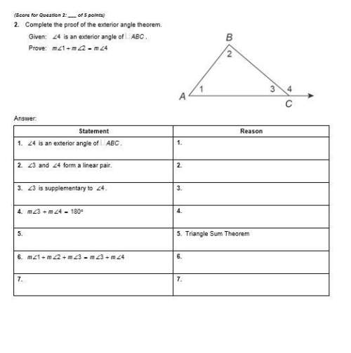 2. complete the proof of the exterior angle theorem