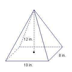 What is the volume of the pyramid?  120in 320in 480in
