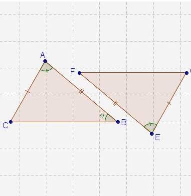 The triangles in the diagram are congruent. if mf = 40°, ma = 80°, and mg = 60°, what is mb? &lt;