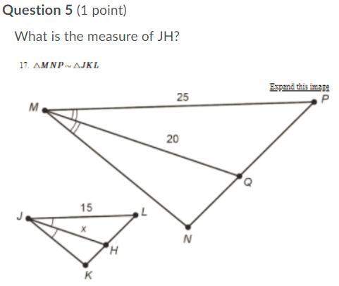 Q5: what is the measure of jh?  question 5 options:  12 300