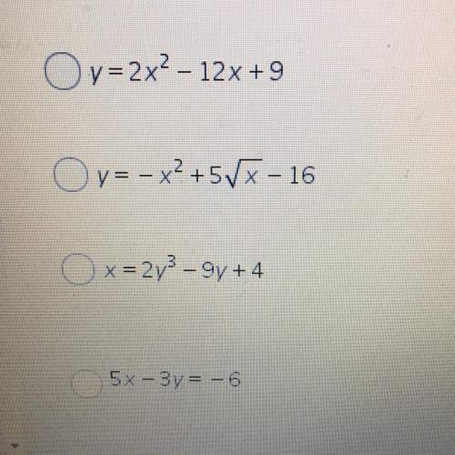 Which of the following is a quadratic function?