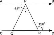In the figure shown, line ab is parallel to line cd. explain how you found the measure of angl