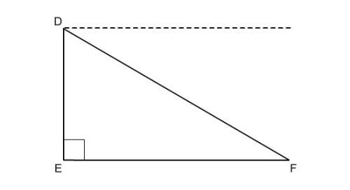The angle of depression from d to f measures 40°. if ef = 14 yd, find de. round your answer to the n