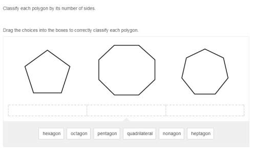 Classify each polygon by its number of sides. drag the choices into the boxe