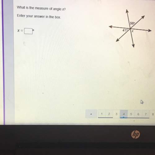 What is the measure of angle x? answer in box. x=? look at pic to answer