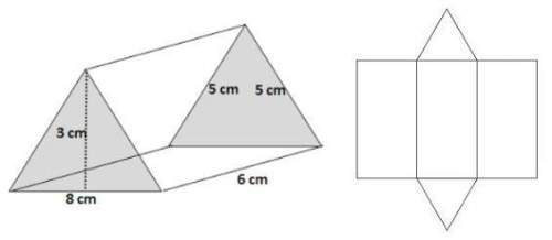 Use the net as an aid to compute the surface area of the triangular prism. a) 108 cm2 b) 120 cm2 c)