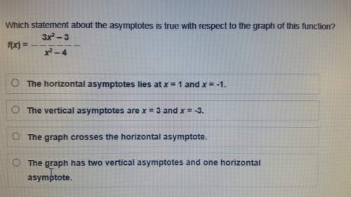 Which statement about the asymptotes is true with respect to the graph of this function? o the