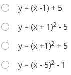 What is the quadratic in vertex form that has a vertex of (-1, 5) options in image