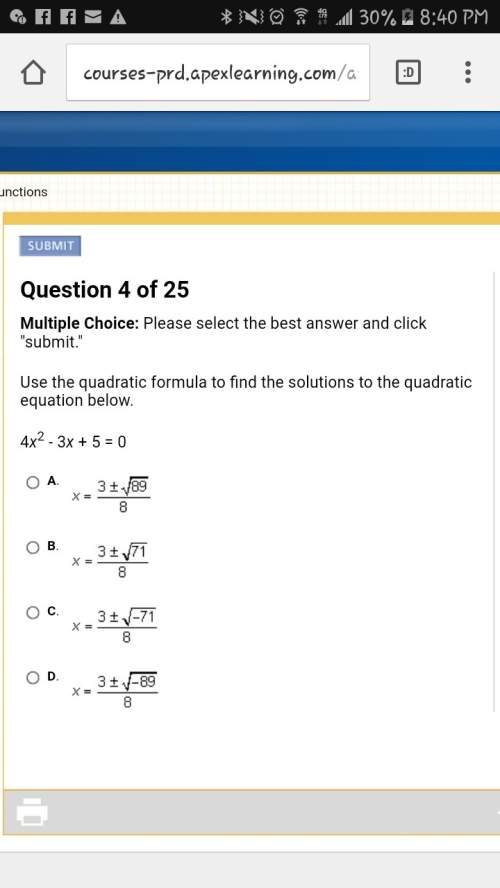 Use the quadratic formula to find the solutions to the quadratic equation below. 4x2 - 3