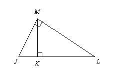 What similarity statement can you write relating the three triangles in the diagram?  a. jmk-m