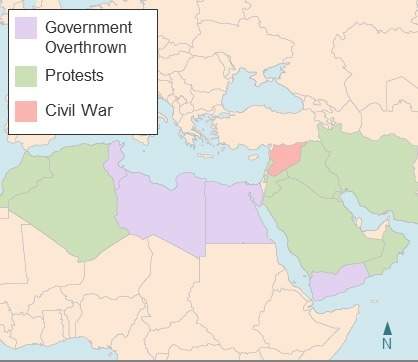need ! ☻what does the map say about the arab spring?  a. it was an ineffective