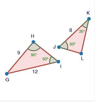 Are the two triangles below similar?  yes, because the corresponding sides are pro