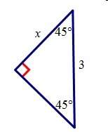 Answer asap find the value of x. a. sqrt 3 b. 3 sqrt 2/2 c. 3 sqrt 2 d. 3 sqrt 3
