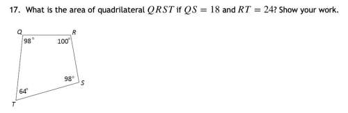 What is the area of quadrilateral rst if qs = 18 and rt = 24? show your work.