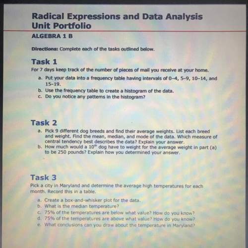 (i need answers asap )  radical expressions and data analysis unit portfolio algebra 1 b