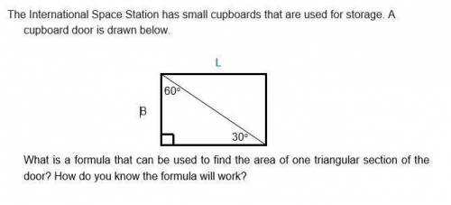 What is a formula that can be used to find the area of one triangular section of the door how do you