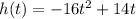 h(t) = -16t^2 + 14t